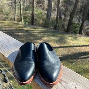 Black Leather Slip-On Shoes